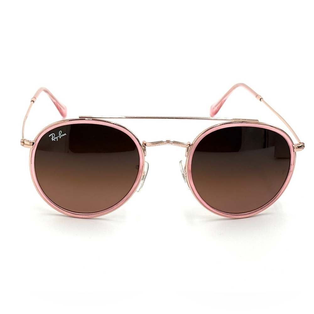 Ray-Ban RB3647n Sunglasses Round Double Bridge Polished Copper Brown Lens Round - Picture 6 of 11